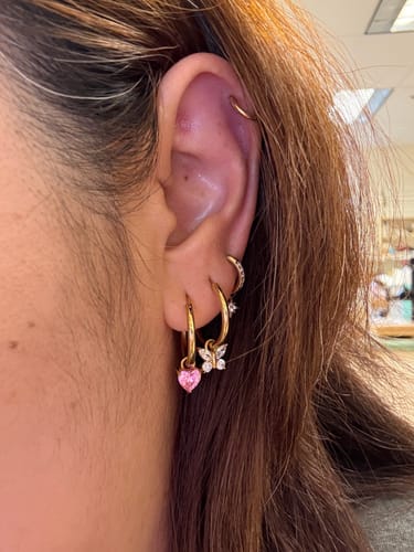 Customer photo review of My Huggies Hoop Earrings