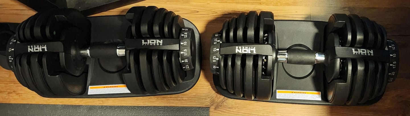 Customer photo review of Ensemble de 2 Haltères Ajustables (5 à 52,5lb)