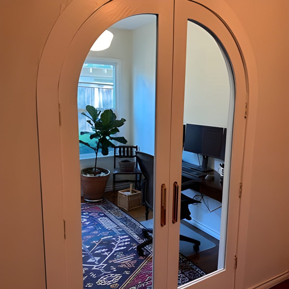 Customer photo review of Round Drawer Pulls with Backplate - Unlacquered Polished Brass