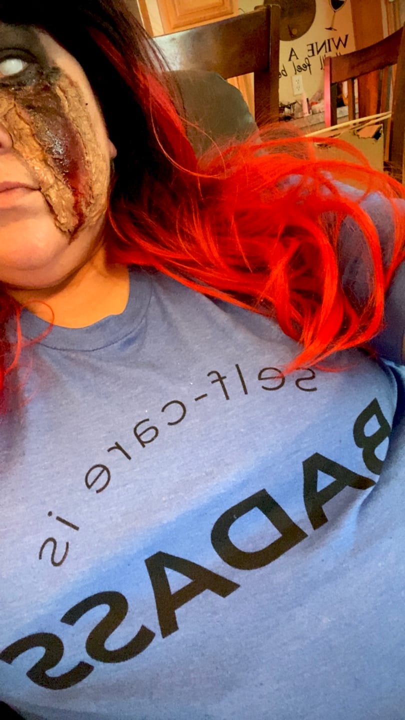 Customer photo review of Self-Care Is Badass T-Shirt