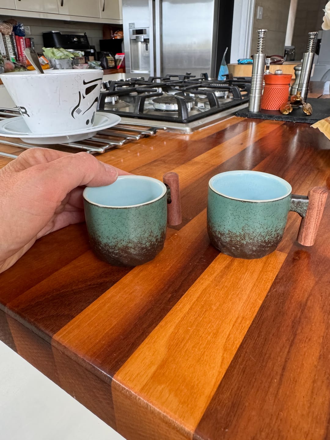Customer photo review of Vintage Espresso Cups With Wooden Handle
