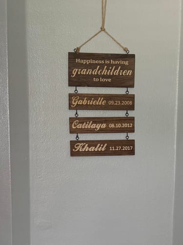 Customer photo review of Personalized Grandkids Hanging Sign | 2024 Version Engraved Design