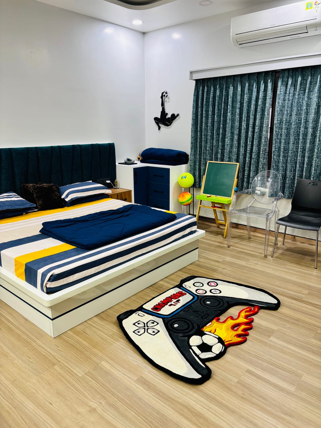 Customer photo review of Remote Hand-tufted Custom Rug | Football Rug by LetsRug.in