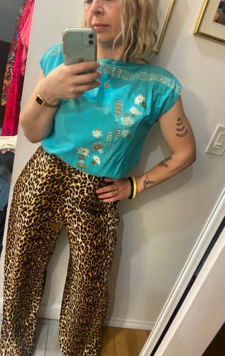 Customer photo review of PRE-ORDER  - Vacation Pants in Leopard Crepe - Vixen by Micheline Pitt