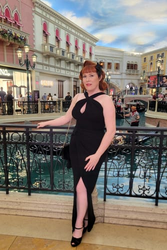 Customer photo review of Golden Era Gown and Glove Set in Black Sparkle - Vixen by Micheline Pitt