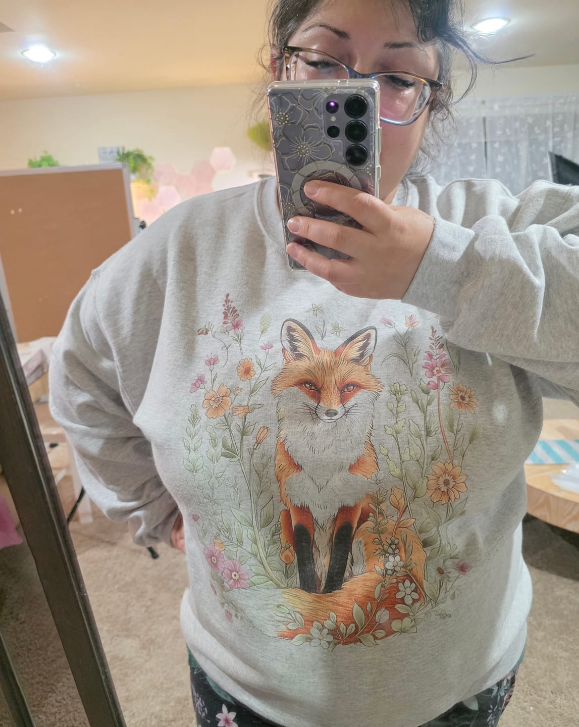 Customer photo review of Floral Fox Crewneck Sweatshirt