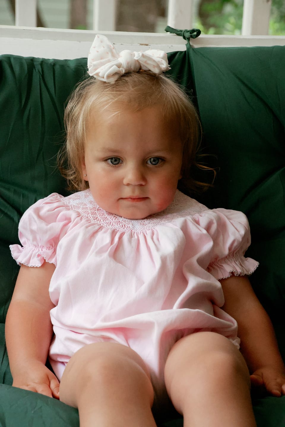Customer photo review of Smocked Cross Bubble Light Pink Pique