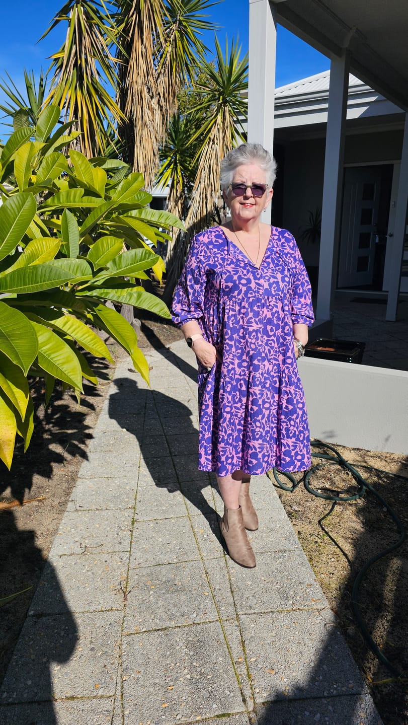 Customer photo review of Dress Keshini - Dreamstate Pink and Blue Cotton