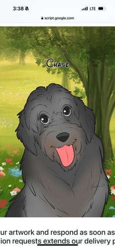 Customer photo review of Custom Cartoon Art Wrapped Pet Canvas