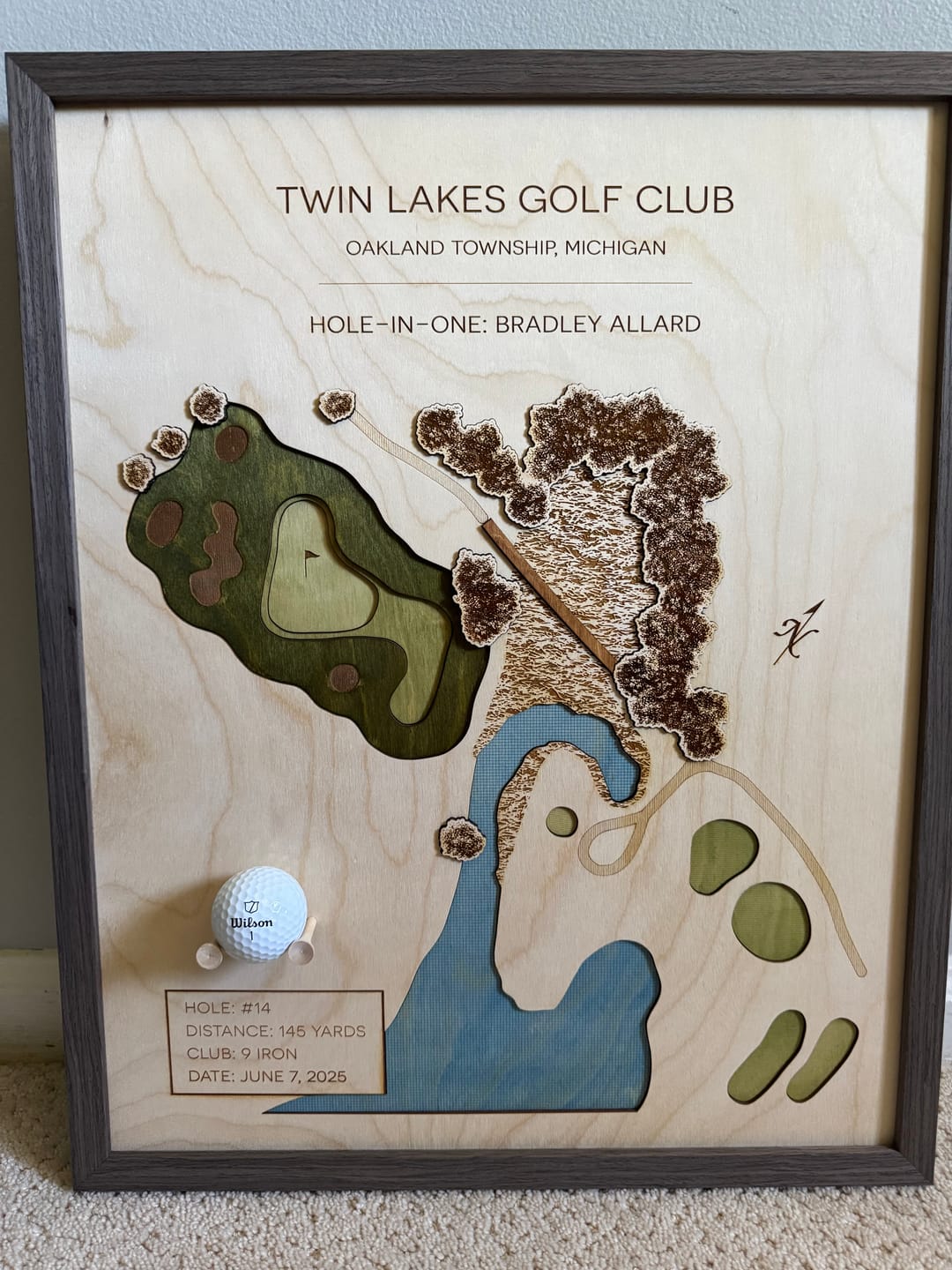 Customer photo review of Personalized Hole-in-One | Single Hole Golf Art