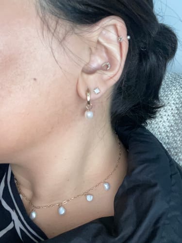 Customer photo review of Pearl Small Hoops