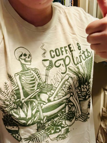 Customer photo review of Coffee & Plants Skeleton T-Shirt