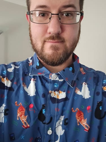 Customer photo review of Video Game Cats Light Button Up Shirt