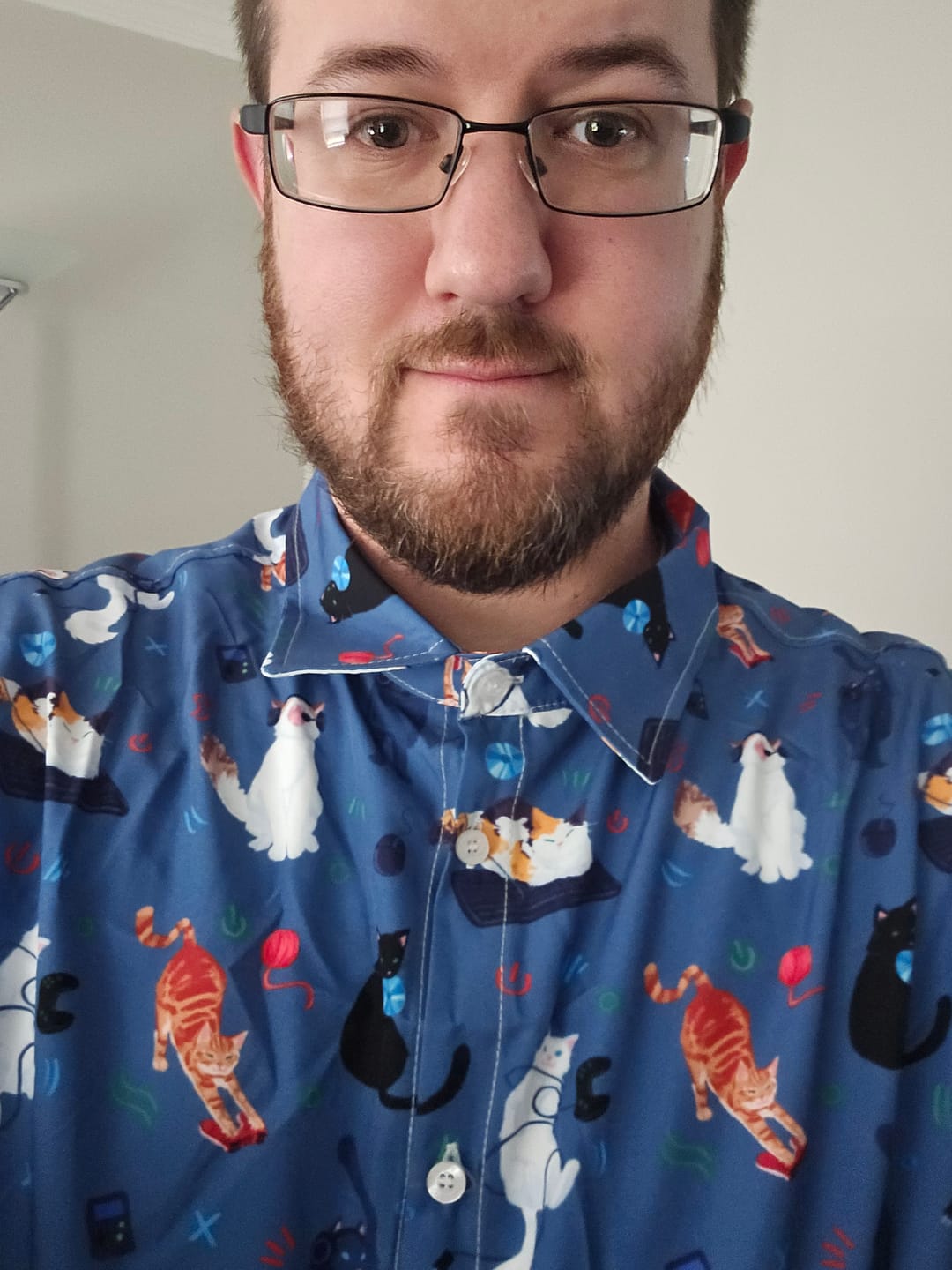 Customer photo review of Video Game Cats Light Button Up Shirt