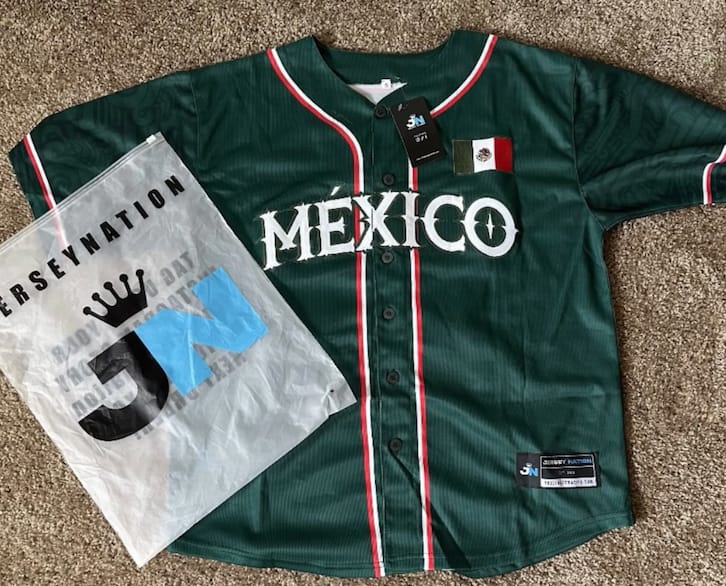 Customer photo review of Mexico Heritage Custom Baseball Jersey