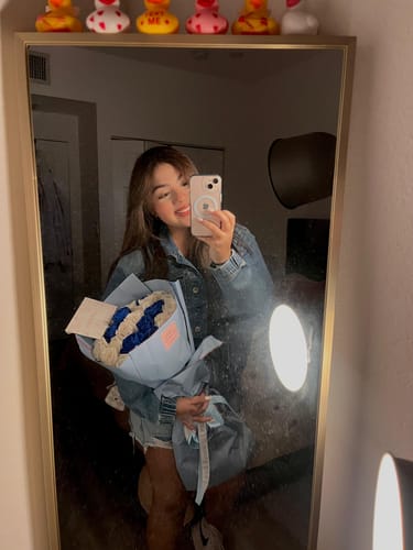 Customer photo review of Blue & White Rose Bouquet