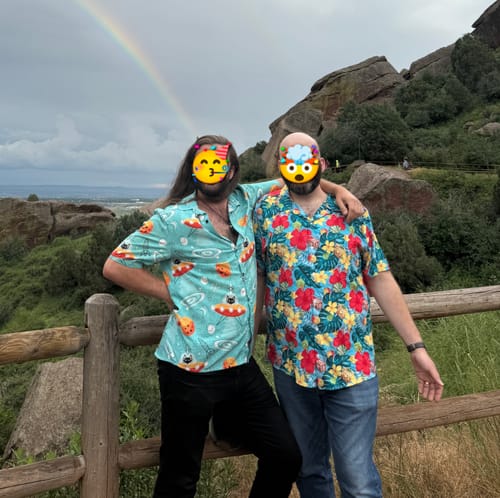 Customer photo review of Tropical Fruit Dice Dnd Button Up Shirt