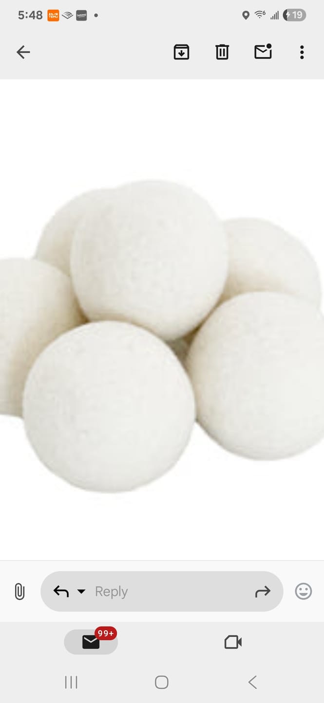 Customer photo review of Wool Dryer Balls, 6 Pack XL Size, White