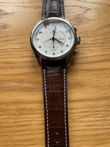 Customer review photo of a brown crocodile leather watch strap