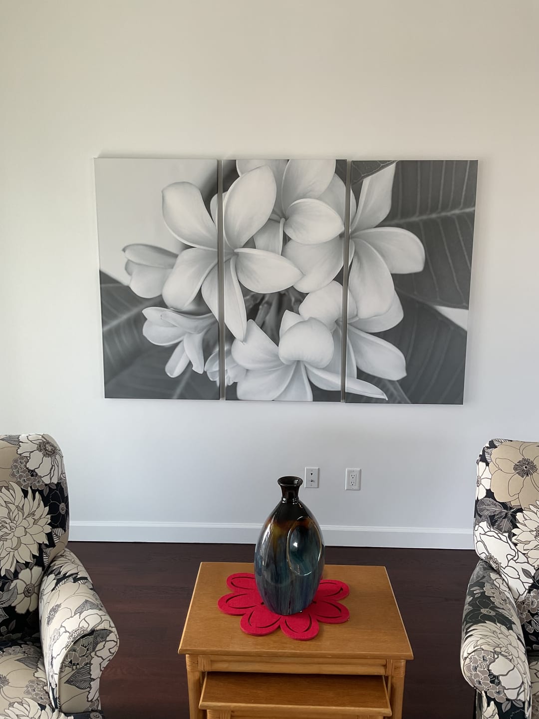 Customer photo review of Plumeria or frangipani flower, Tropical flower . Black and white photography. №2839 Ready to Hang Canvas Print