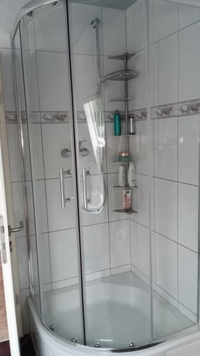 Customer photo review of SONNI Duschkabine Runddusche Schiebetür ESG Glastür 80/90/100cm Höhe 185cm /195cm Radius 55cm