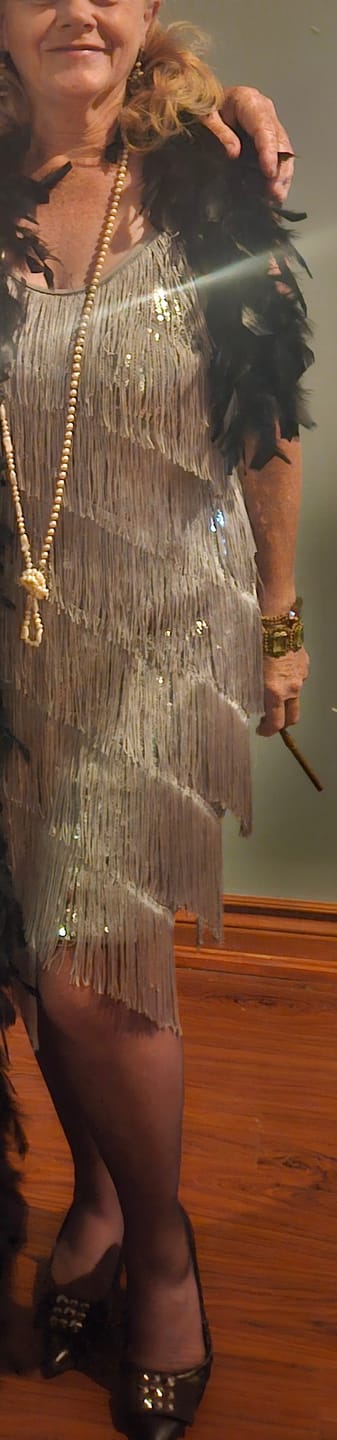 Customer photo review of 1920s Fringe & Sequin Flapper Dress - Silver