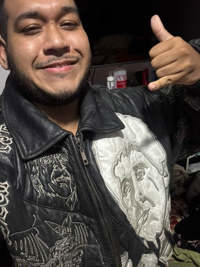 Customer photo review of 1980 Universal Studio x Scarface Embroidered Leather Jacket (XL/XXL)