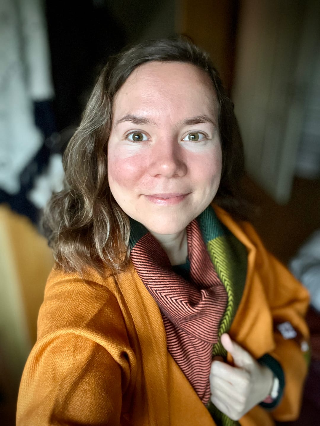 Customer photo review of NEW! Wool Cape Coat Cocoon Mustard