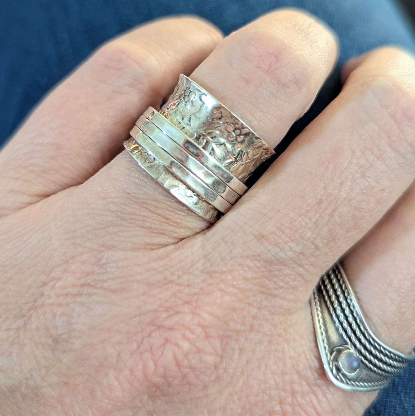 Customer photo review of Sterling Silver Flowers Meditation Ring