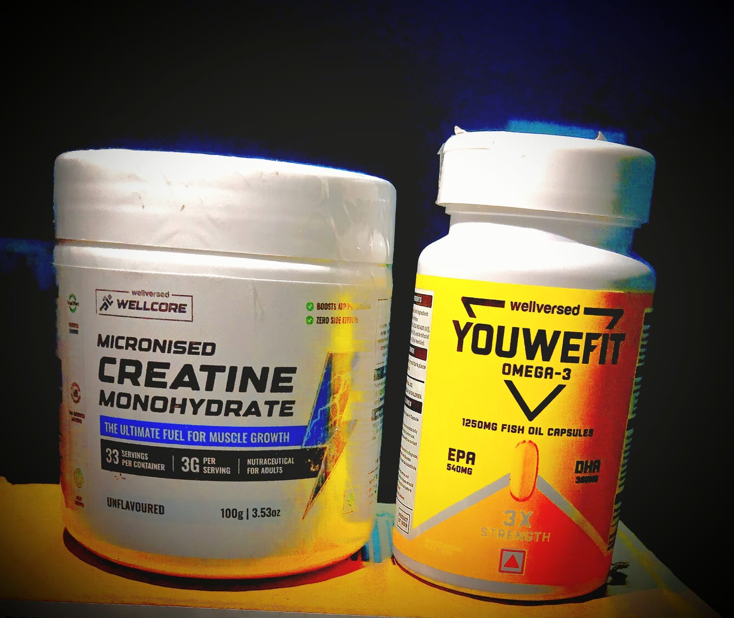 Customer photo review of YouWeFit Omega-3 Fish Oil (30 Capsules), 1250mg + Wellcore Creatine Monohydrate (100gm, 33 Servings)