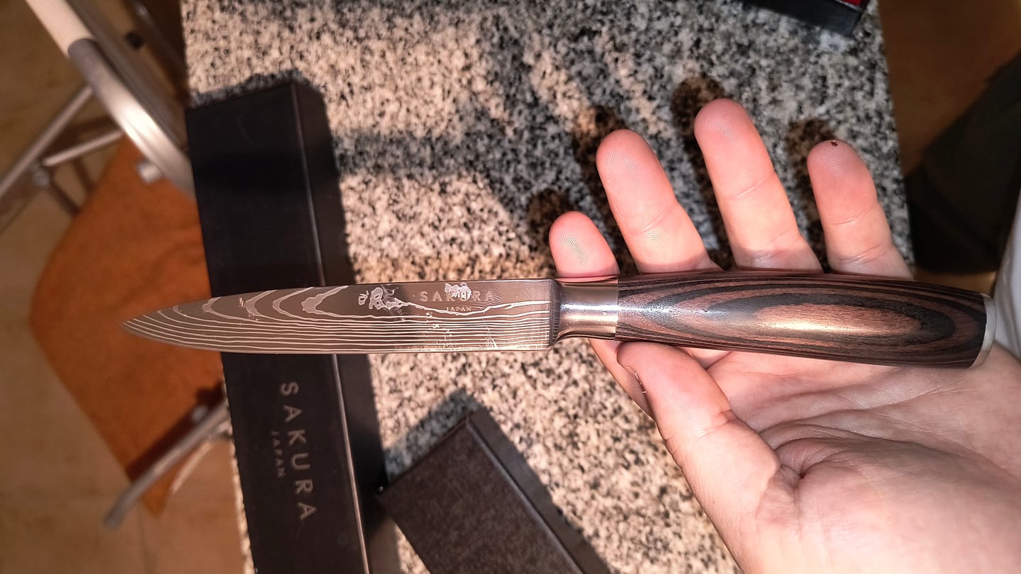 Customer photo review of Cuchillo Slice Sakura Pro Stainless Steel Brown Ébano 24 Cms