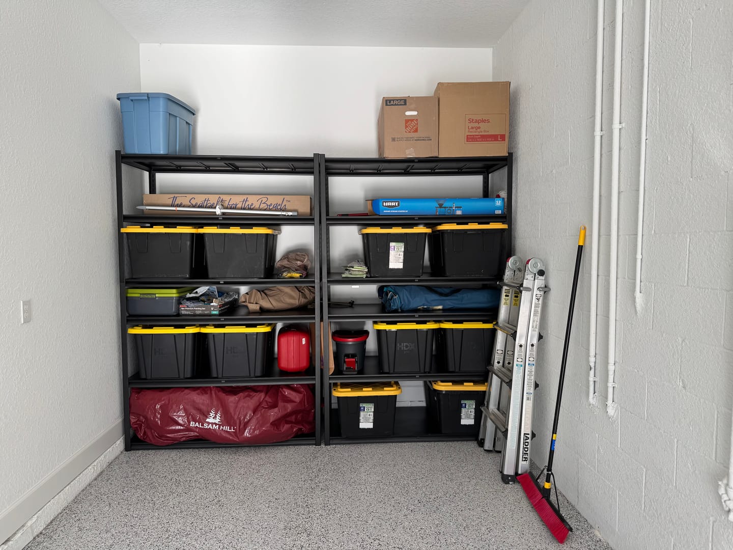 Customer photo review of REIBII 6-Tier 55" W Heavy Duty Industrial Garage Shelving, Adjustable Metal Storage Shelving Units, For Basement&Warehouse