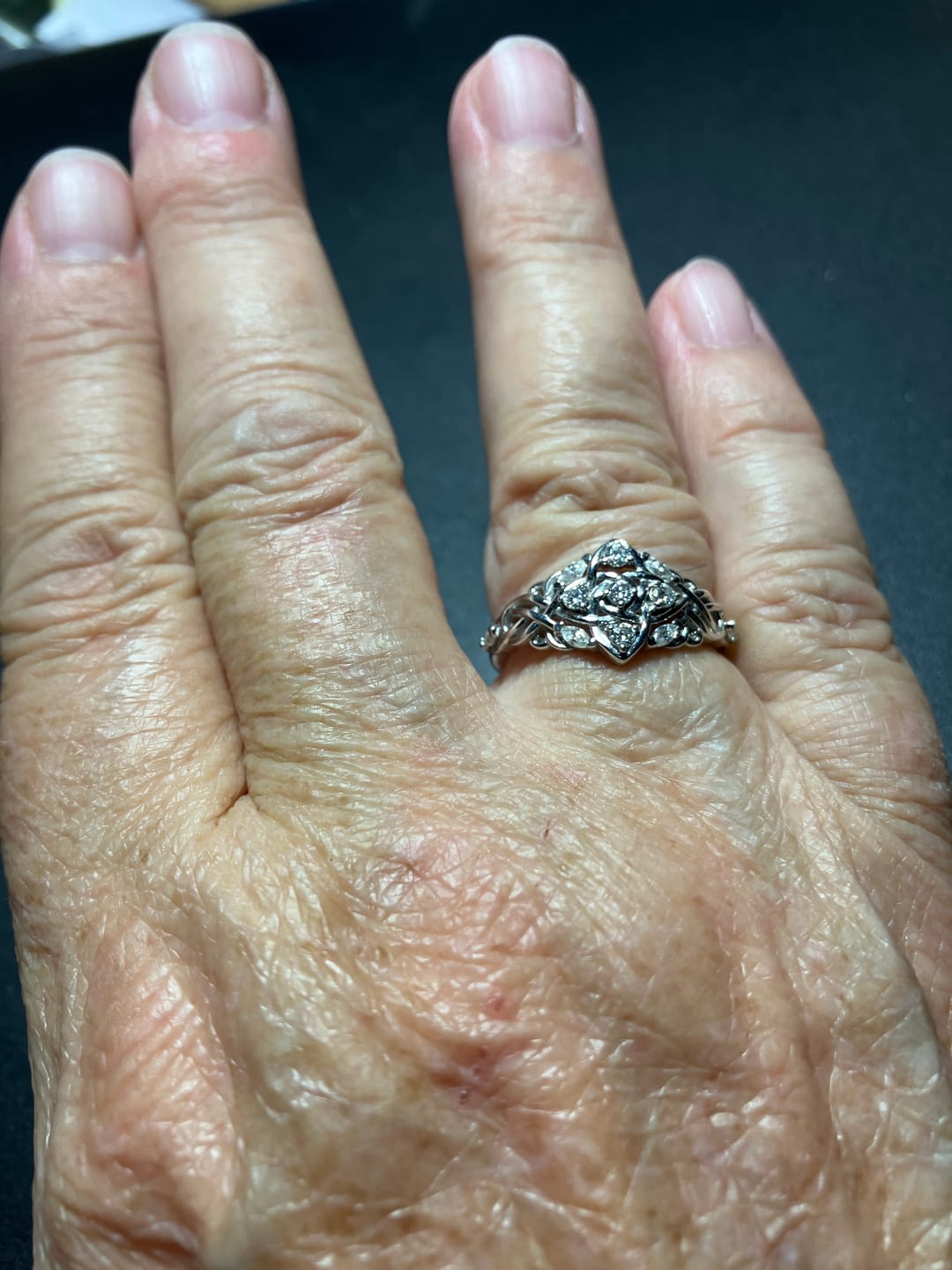 Customer photo review of Celtic Knot Moissanite Cluster Engagement Ring
