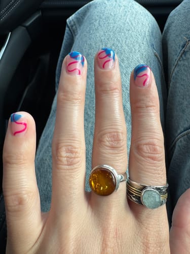 Customer photo review of Aquamarine Spinner Ring Inspired by Nature Sterling Silver