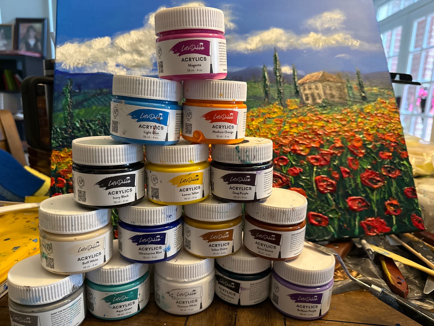 Customer photo review of Phthalo Green 16 oz | Thick & Creamy Acrylic Paints for Artists | DabblePaints™
