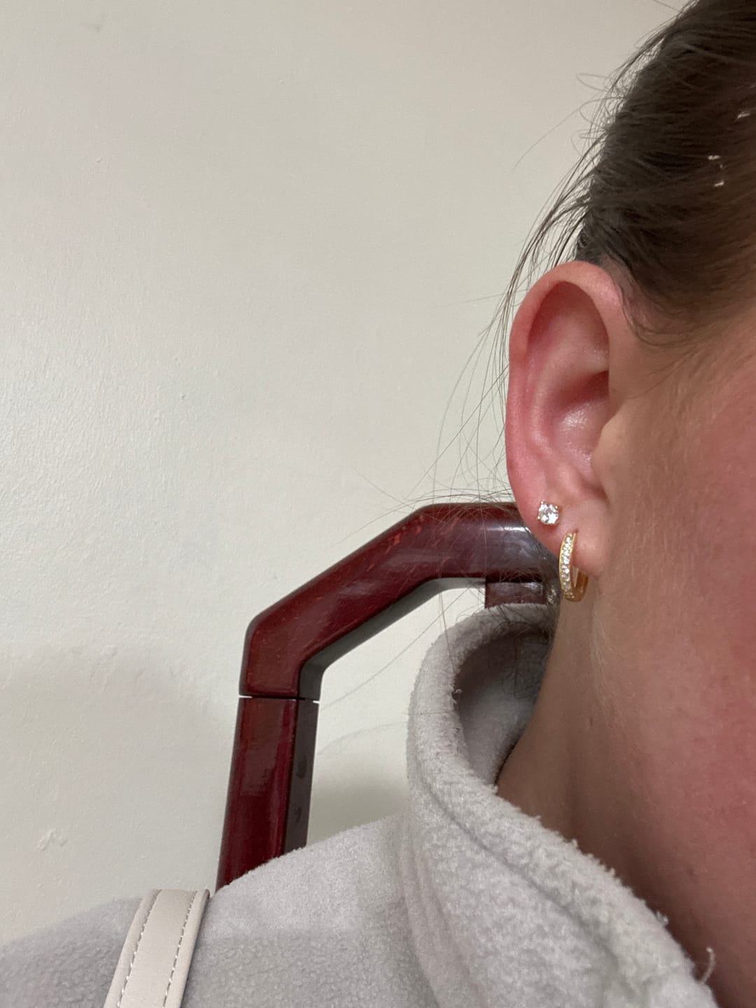 Customer photo review of Small Pave Hoops Gold