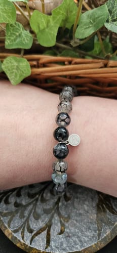 Customer photo review of Black and White Dragon Agate Bracelet
