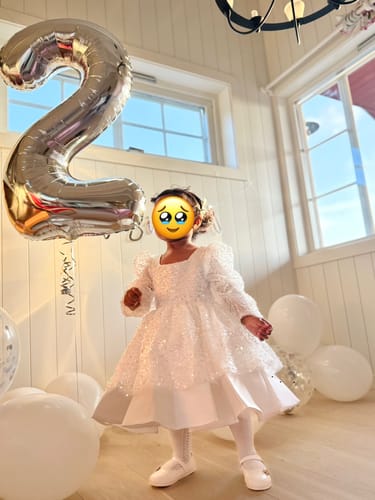 Customer photo review of Girl Formal Princess Dresses Baby Girl Bow Mesh Long Sleeve Sequined Christening Dress