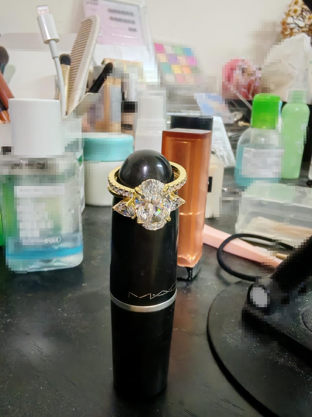 Customer photo review of S925 Unique 4.0Ct Oval Cut Insert Wedding Ring Set For Women In Sterling Silver