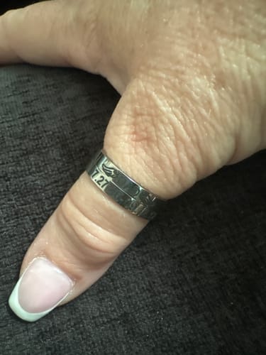 Customer photo review of Personalized Wings Memorial Rings Set of 2 Stacking Ring