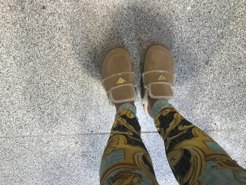 Customer photo review of MULES SUEDE AND SHEARLING BEIGE