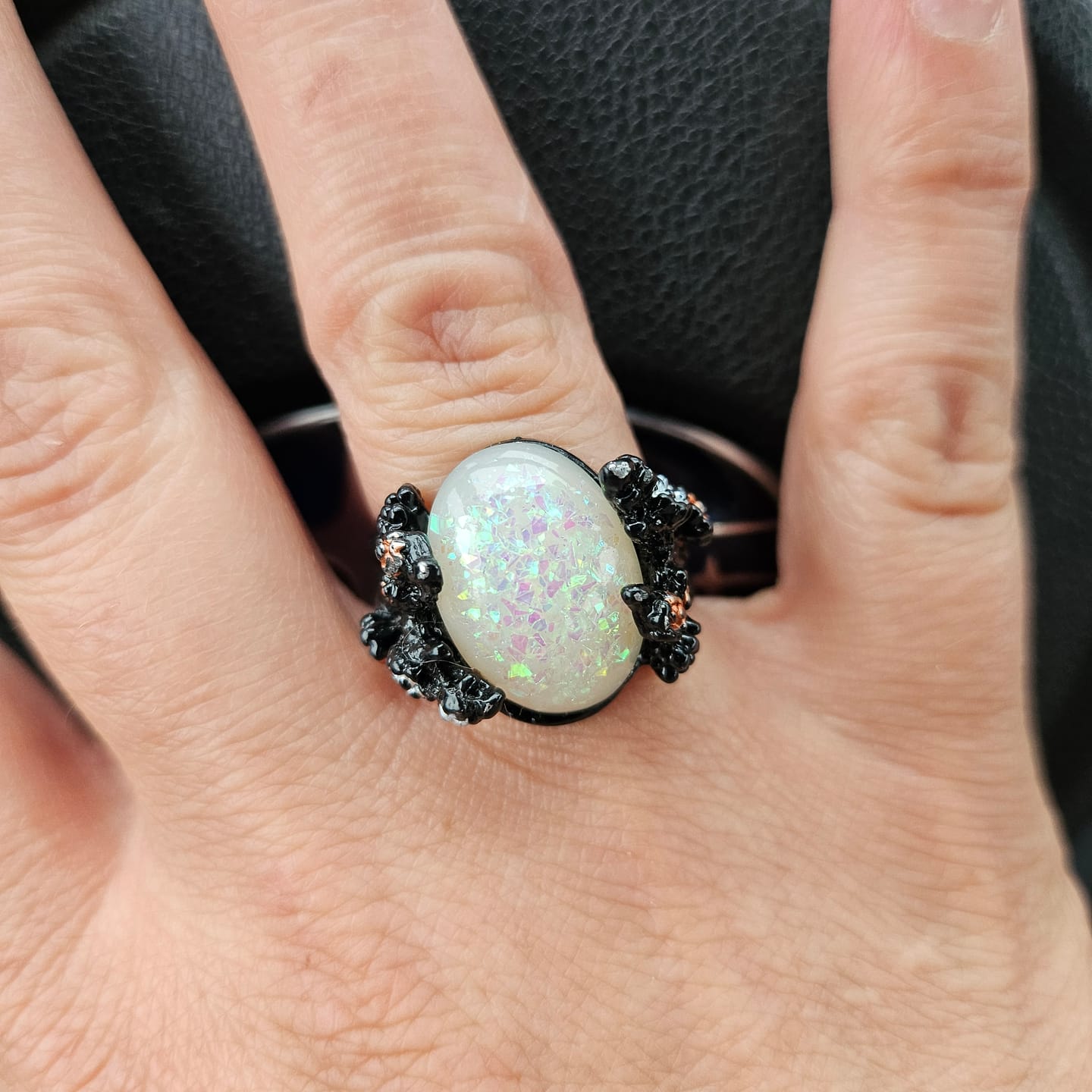 Customer photo review of Midnight Blossom Opal Crystal Ring