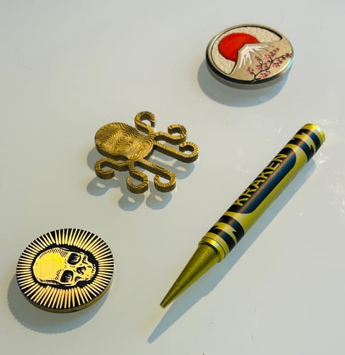 Customer photo review of 🔥 DEATH STARBURST Brass Golf Ball Marker - Skull & Starburst Design | Kraken Golf