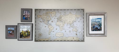 Customer photo review of Pinnable World Journey Map • Vintage Explorer