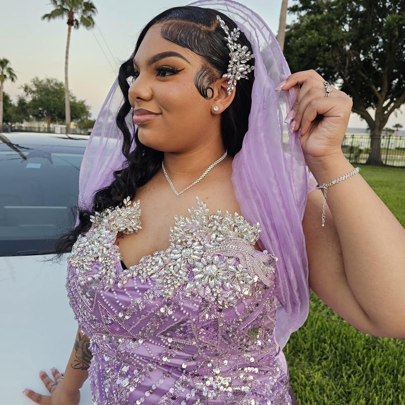 Customer photo review of Lavender Crystal Organza