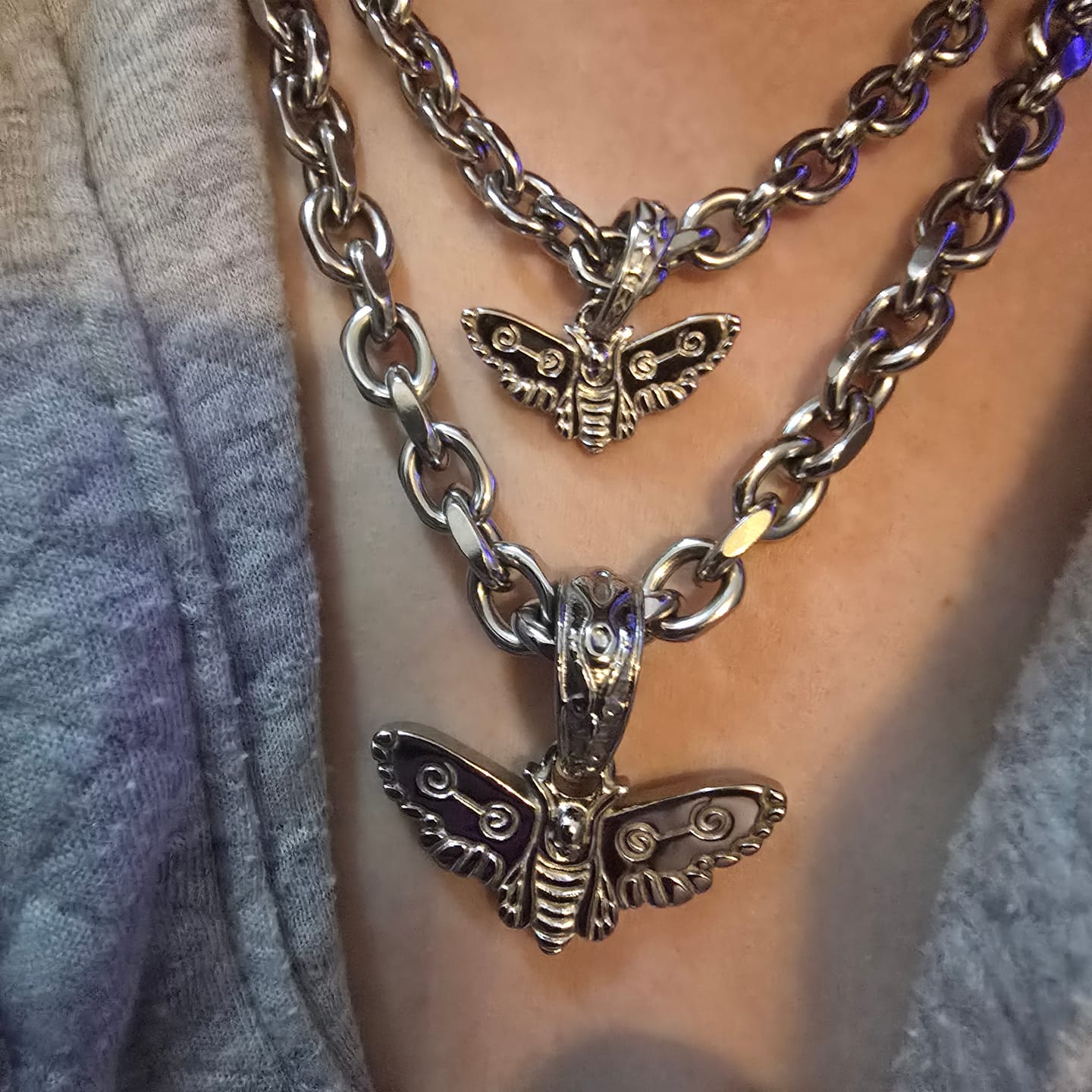 Customer photo review of MOTH PENDANT