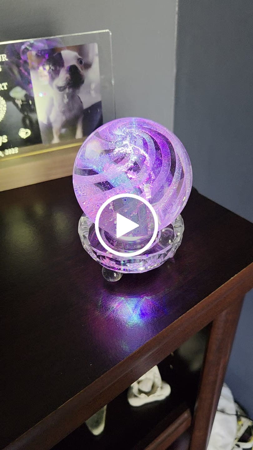 Customer video review of Illuminated Dichroic Rainbow Orb with Cremains
