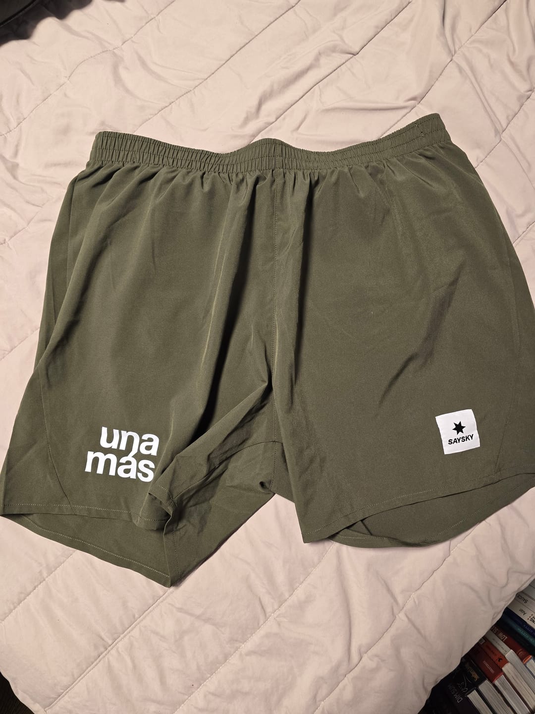 Customer photo review of saysky mens pace shorts 5", green.