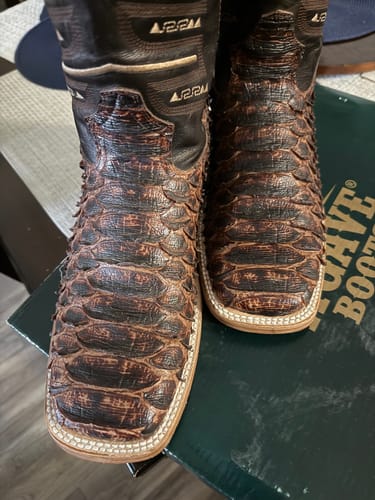 Customer photo review of PYTHON COGNAC  | MEN SQUARE TOE WESTERN COWBOY BOOTS
