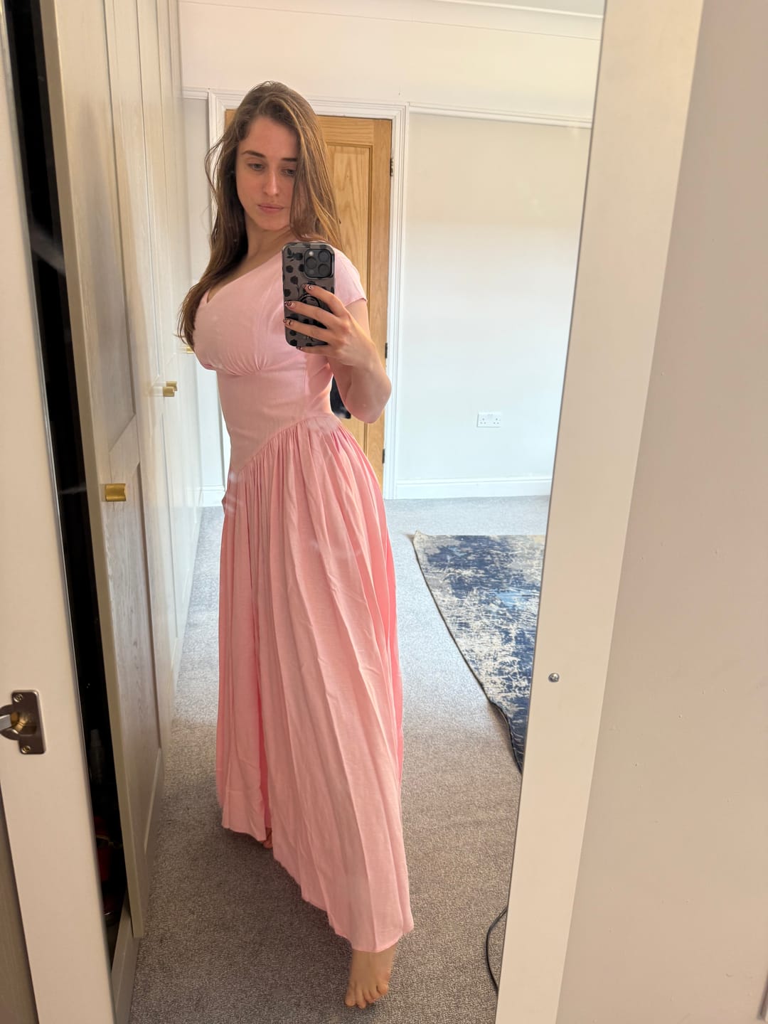 Customer photo review of 'Alara' Soft Pink Fuller Bust Maxi Linen Dress